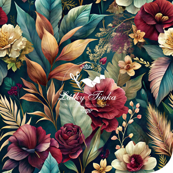 Teplákovina bordó květiny